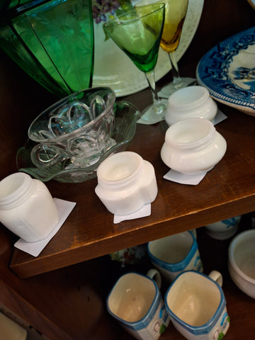 Z-4 pretty milk glass jars