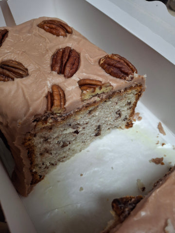 Y-Milk Chocolate white butter pecan loaf cake.