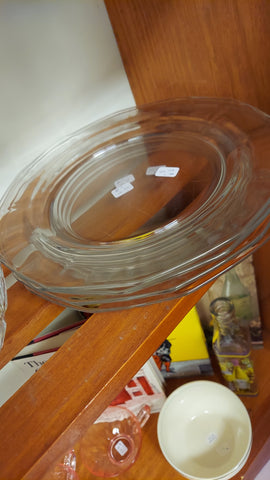 Z- Collectibles from Sherry's Shelves/4 Glass plates with large crystal bowl.
