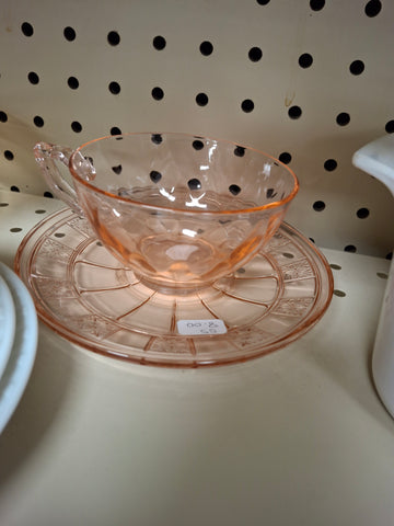 Z- Pretty and elegant cup and saucer (depression glass)