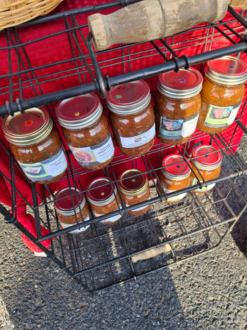 A-Two Jars of Homemade Peach Salsa.